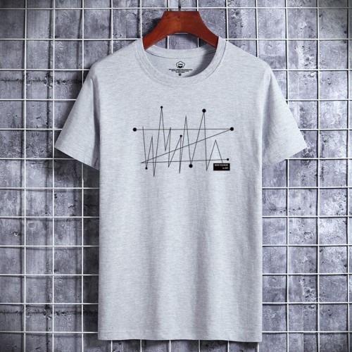 New Korean Style Men's Short-Sleeved Cotton T-Shirt - Grey image