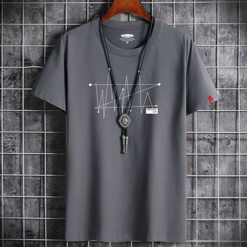 New Korean Style Men's Short-Sleeved Cotton T-Shirt - Dark Grey image