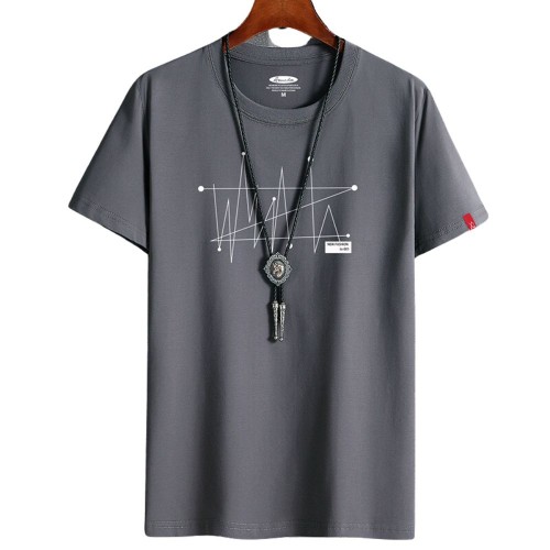 New Korean Style Men's Short-Sleeved Cotton T-Shirt - Dark Grey image