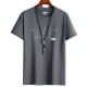 New Korean Style Men's Short-Sleeved Cotton T-Shirt - Dark Grey image