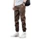 Spring Mens Cargo Pants Brown Trousers Casual Cotton image