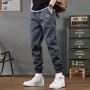 Spring Mens Cargo Pants Dark Grey Trousers Casual Cotton