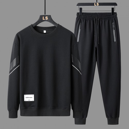 Stylish Men's Tracksuit Casual & Sporty Two-Piece Set - Black image