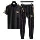 Men's Black T-Shirt And Jogger Set With Gold Stripes image