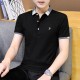 Men's Short Sleeve Polo Shirt Casual Loose Large Solid-Black image