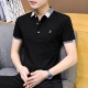 Men's Short Sleeve Polo Shirt Casual Loose Large Solid-Black image