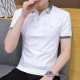 Men's Short Sleeve Polo Shirt Casual Loose Large Solid-White image