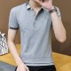 Men's Short Sleeve Polo Shirt Casual Loose Large Solid-Grey image