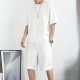 Men's Waffle Knit Tracksuit Set Relaxed Summer Style - White image