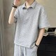 Summer Loose Two-Piece Set with Zipper Half Sleeve T-Shirt - Grey image