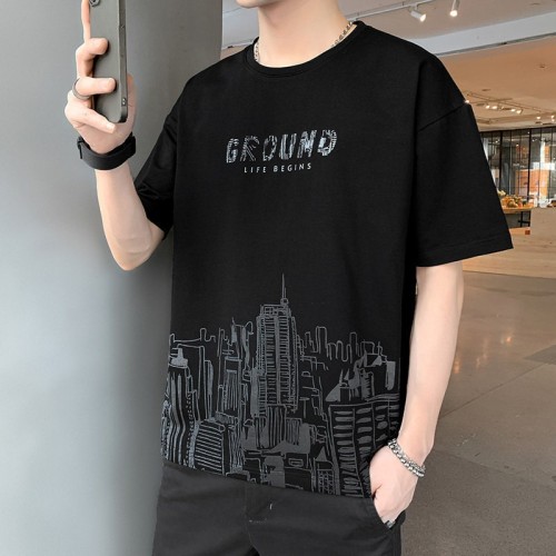 Men's Short Sleeve Pure Cotton Smooth Shirts - Black image