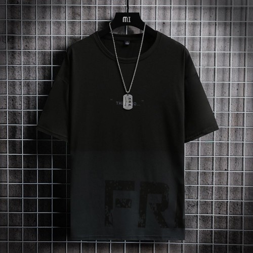 Men's Korean Style Short Sleeve T-Shirt-Black image