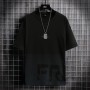 Men's Korean Style Short Sleeve T-Shirt-Black