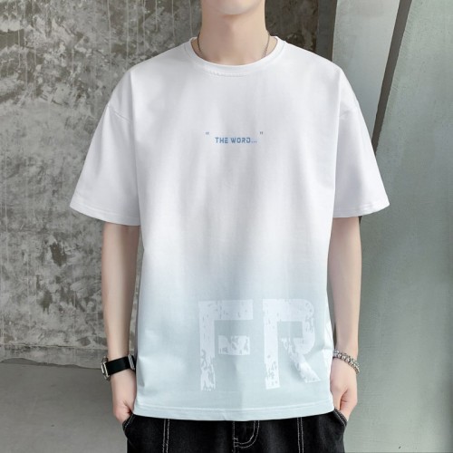 Men's Korean Style Short Sleeve T-Shirt-White image