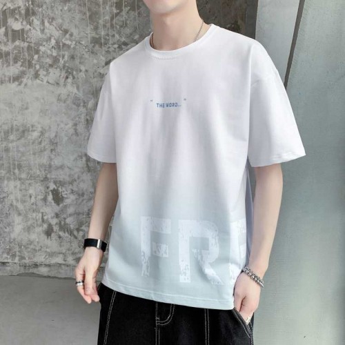 Men's Korean Style Short Sleeve T-Shirt-White image