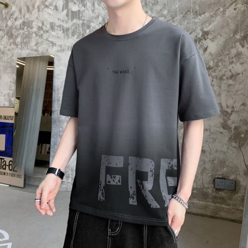 Men's Korean Style Short Sleeve T-Shirt-Dark Grey image