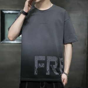 Men's Korean Style Short Sleeve T-Shirt-Dark Grey