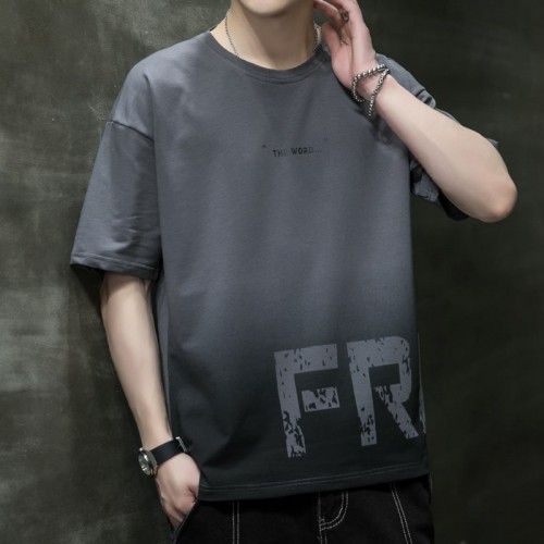 Men's Korean Style Short Sleeve T-Shirt-Dark Grey image