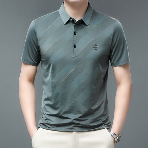 Men's Short Sleeve Striped Polo Shirt - Green