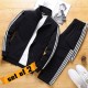 Men's White Tracksuit with Black Stripes Sporty & Stylish image