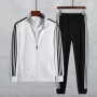 Men's White Tracksuit with Black Stripes Sporty & Stylish