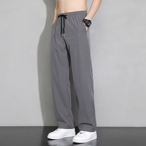 Men's Draped Silk Sports Trousers - Dark Grey image