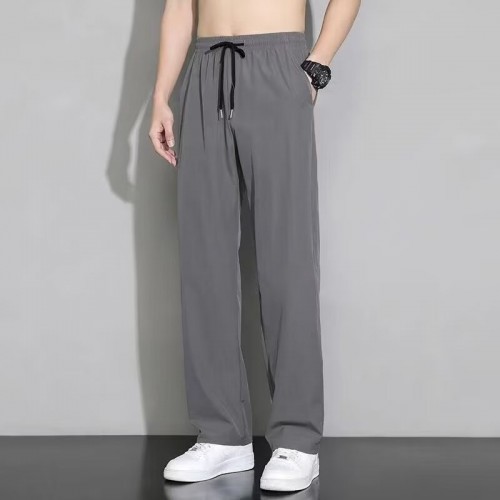 Men's Draped Silk Sports Trousers - Dark Grey image