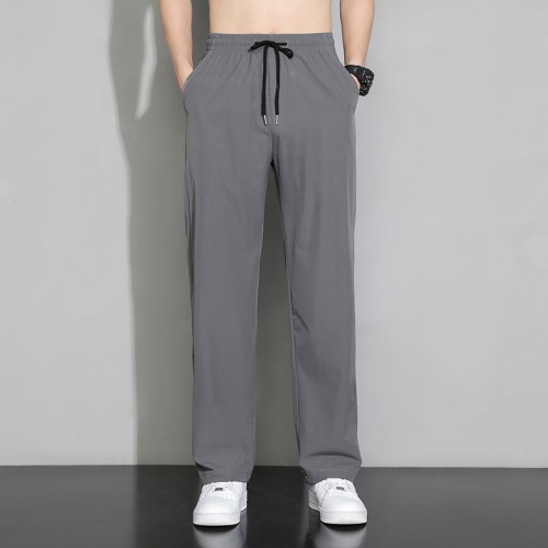 Men's Draped Silk Sports Trousers - Dark Grey image