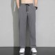 Men's Draped Silk Sports Trousers - Dark Grey image