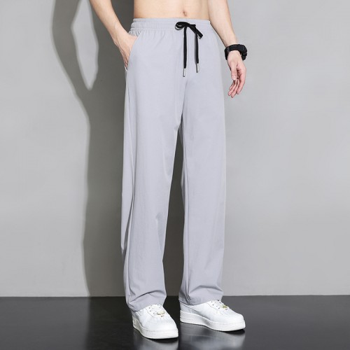 Men's Draped Silk Sports Trousers-Grey image