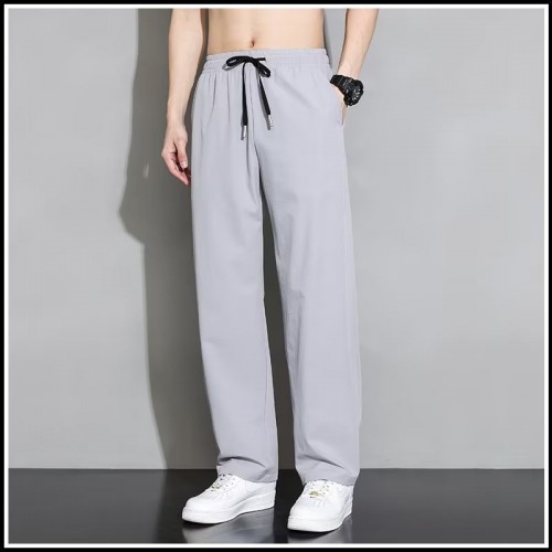 Men's Draped Silk Sports Trousers-Grey image