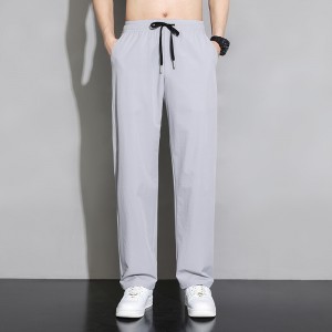 Men's Draped Silk Sports Trousers-Grey