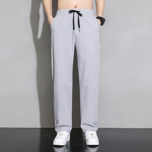 Men's Draped Silk Sports Trousers-Grey image