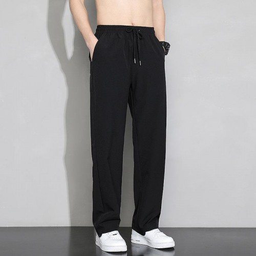 Men's Draped Silk Sports Trousers - Black image