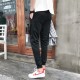 Men's Cotton Sweatpants Elastic Waist Casual Sports Pants - Black image