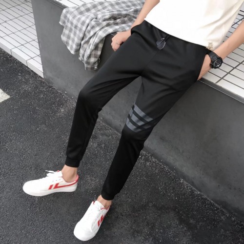 Men's Cotton Sweatpants Elastic Waist Casual Sports Pants - Black image