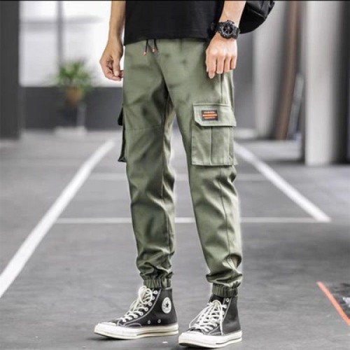 Men's Cargo Work Pants With Jogger Fit-Green image