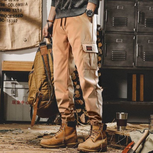 Men's Cargo Work Pants With Jogger Fit - Biege image