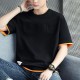 Men's Round Neck Spliced ​​Letter Short Sleeve T-shirt - Black image