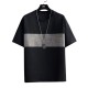 Men's Round Neck T-shirt Short Sleeve Korean Style - Black image