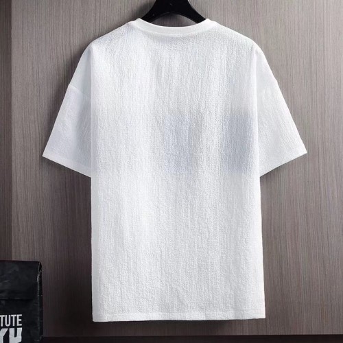 Men's Round Neck T-shirt Short Sleeve Korean Style - White image