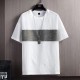 Men's Round Neck T-shirt Short Sleeve Korean Style - White image