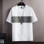 Men's Round Neck T-shirt Short Sleeve Korean Style - White