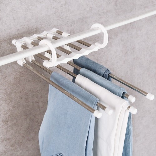 The Space-Saving Stainless Steel Pants Hanger-White image