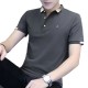 Men's Short Sleeve Polo Shirt Casual Loose Large Solid-Dark Grey image