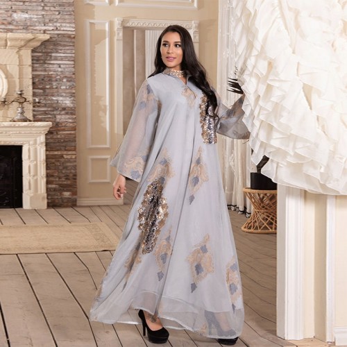 Elegant Sequin Embellished Kaftan Dress | Evening Glamour image