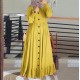 Pure Color Ruffles Hem Plus Puff Sleeve Women's Maxi Dress - Yellow image