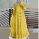 Pure Color Ruffles Hem Plus Puff Sleeve Women's Maxi Dress - Yellow image