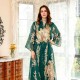 Casual V-neck Color contrast Embroidery Regular sleeve Maxi Dress - Green image