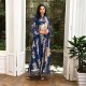 Casual V-neck Color contrast Embroidery Regular sleeve Maxi Dress - Navy Blue image